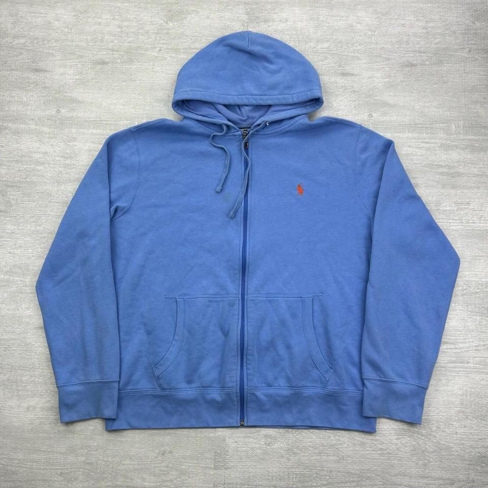 Felpa Polo Ralph Lauren Vintage Adulto XL Blu Full Zip Hoodie Small Pony