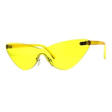 Rimless Cateye Sunglasses Womens Thin Monoblock Translucent Frame UV400