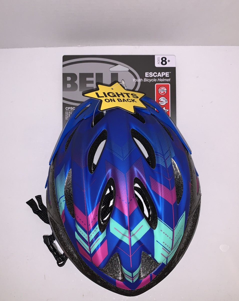 NEW BELL Escape Lighted Bike Helmet Blue Youth 8+ (52-58cm) Turn-Dial  Adjusts