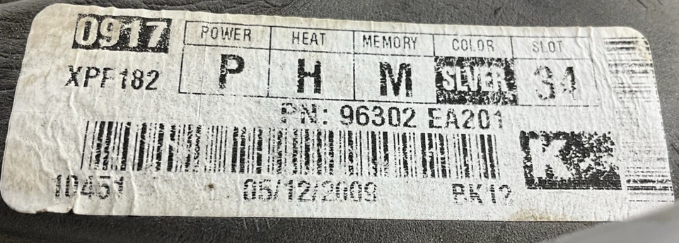 Nissan Pathfinder 2007 espejo retrovisor de puerta lateral izquierdo térmico OEM # 96302EA201 Foto 2 de 4