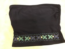 CAZIMI GIRLS BATHING SUIT TOP NAVY BLUE SIZE 12 14 INCHES LONG EUC