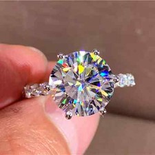 3.5ct Round Moissanite Hidden Halo Wedding Engagement Ring 14k Rose Gold Plated