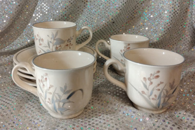 4 Sets ( 8Pc) Vintage Noritake Keltcraft Kilkee Cups & Saucers Floral Butterfly