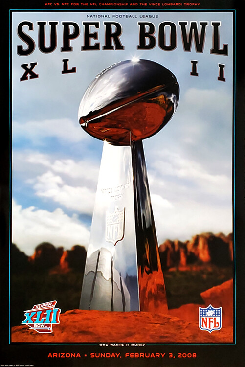 Super Bowl XLII Arizona 2008 Official NFL Vintage Original 24x36