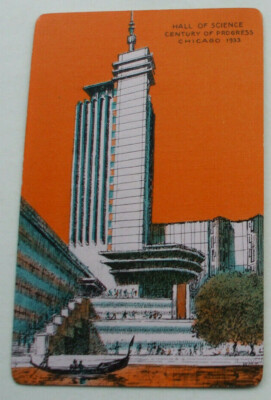 1 Vintage Swap US Playing Card HALL OF SCIENCE Chicago 1933 Century Of Progress