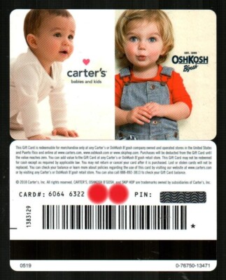 CARTER'S OSHKOSH B'GOSH Baby, Toddler 2019 Gift Card