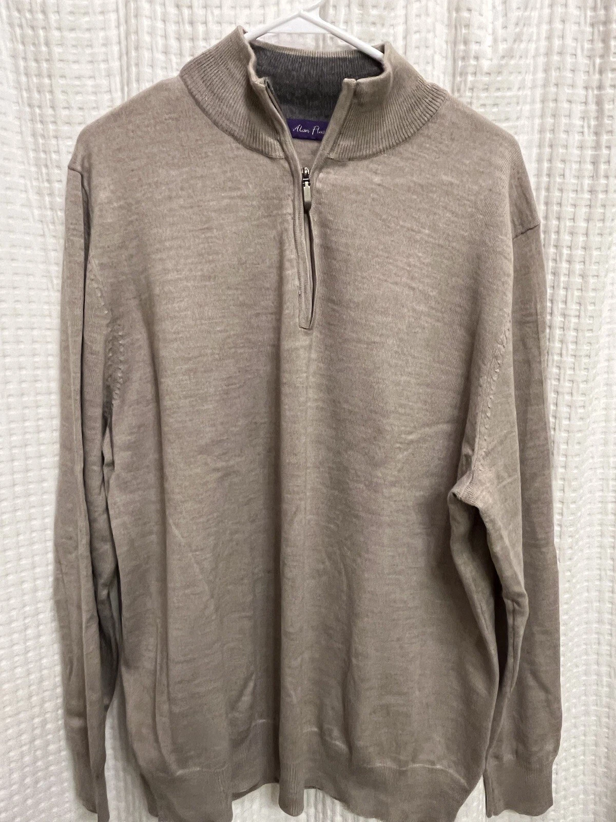 Alan Flusser Men's XL 50% Wool Gray Long Sleeve Pullover Quarter Zip Sweater H11