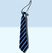 Pre-Tied Navy Striped Tie: Classic light blue and white stripes on a navy.