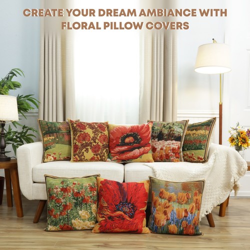 Cushion Cover – Chrysanthemum Bordo – Tapestry Throw Pillow Cover 16x16 in New - Picture 4 of 15