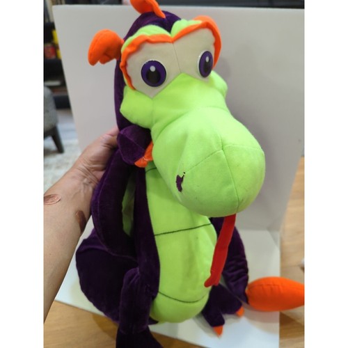 Plush Dragon Neon Green Purple Classic Toy Company Stuffed Animal 36" Winged