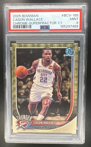 2025-26 Bowman Cason Wallace #BCV-185 Chrome SuperFractor 1/1 Thunder PSA 9