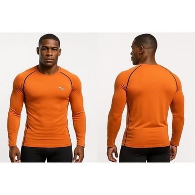 Men's Nooz Compression Shirt Orange Long Sleeve Size Large New With Tags