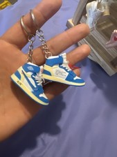 Mini Blue White Off-White Jordan 1 Sneaker Keychain Shoe Key Ring Collectible