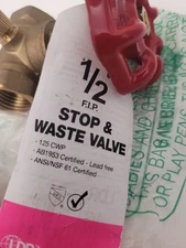 LDR 1/2 in Stop & Waste Valve Lead Free 0225303 NWT