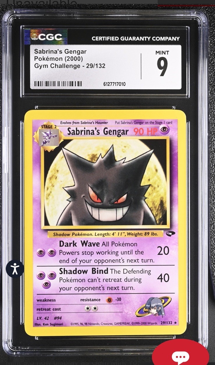 2000 Pokemon Gym Challenge Sabrina's Gengar #29 CGC 9 MINT