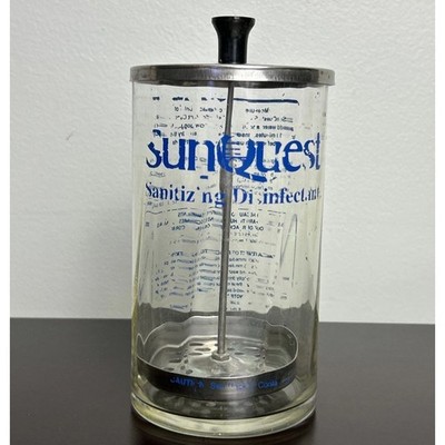SunQuest Sanitizing Disinfectant Jar Glass Barber Salon Sterilizer Tray Lid