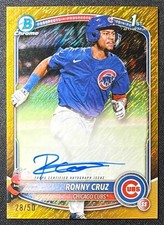 2025 Bowman Chrome Ronny Cruz Auto Gold Shimmer Refractor /50 1st Prospect Cubs