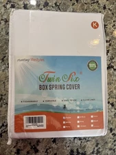 King Size Box Spring Cover. Never Used. Brand New. Color White King Size Bed