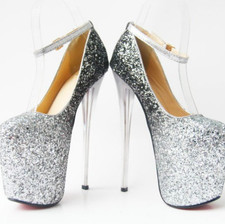 Sequins Women's Glittering Stilettos Heels Sandals Platform Ankle Strap Shoes OL