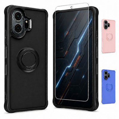 For TCL NxtPaper 70 Pro 5G Case Black Ring Stand Screen Protector Phone Cover