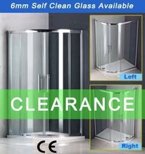 Offset WalkIn Quadrant Shower Enclosure Corner Cubicle Glass Door+Tray+Riser Kit