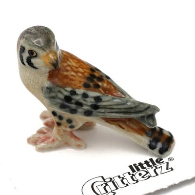 Little Critterz Falcon - Kestrel Falcon -''Hover'' - miniature porcelain figurine