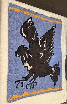 Handmade Crochet Lap Blanket Eagle ONE OF A KIND Cottagecore Granny 31x42 AUBURN