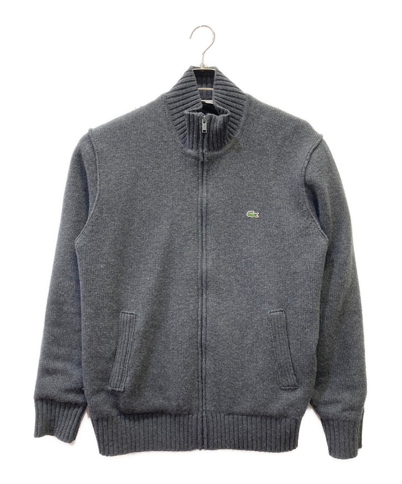 Men's Authentic LACOSTE Gray Zip-Up Knit Wool Outerwear AH0515