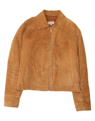 TERRANOVA Womens Suede Jacket UK 18 XL Brown Leather AW04
