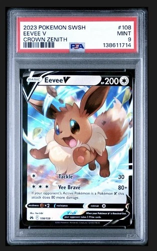 Pokemon Eevee V 2023 Crown Zenith PSA 9 Mint Card 108/159 Sword & Shield