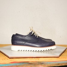 Salvatore Ferragamo Oxford Derby Leather Navy Men US 7.5 EE 2E