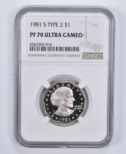 PF70 UCAM 1981-S Type 2 Susan B Anthony Dollar NGC Brown Lbl
