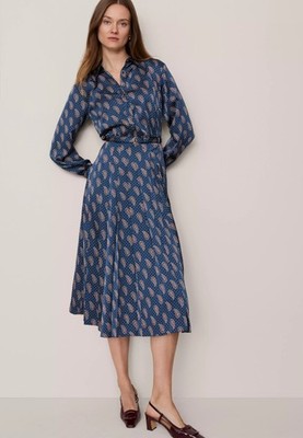 Ann Taylor Paisley Pleated Flare Midi Dress Size 10 ,12.      #8