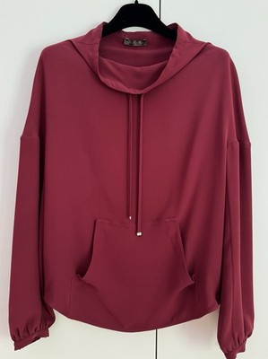 Original Loro Piana Bluse, Hoodie, Seide, Gr. S-M, Neuwertig, Burgunderrot