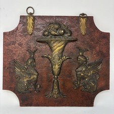 John Richard Carved Wall Plaque Grf1204b Tuscan Art Deco Gold Burgundy 15x14