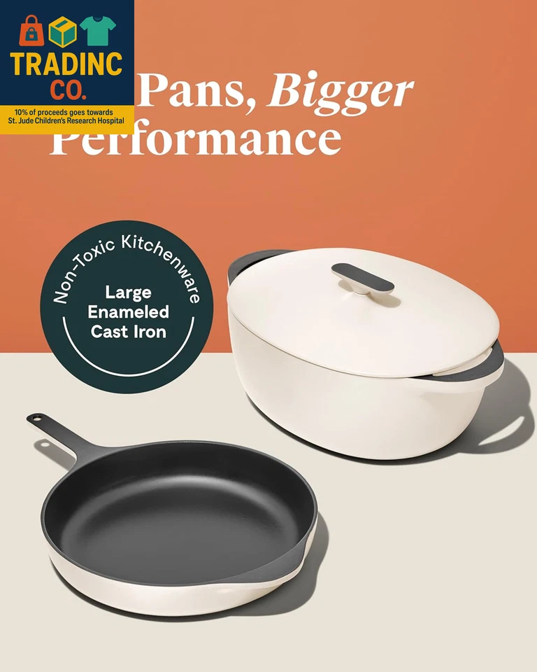 Enameled Cast Iron Dutch Oven - 8Qt Dutch Oven with Lid - 3 Layer Enamel Coating - Image 2 of 4