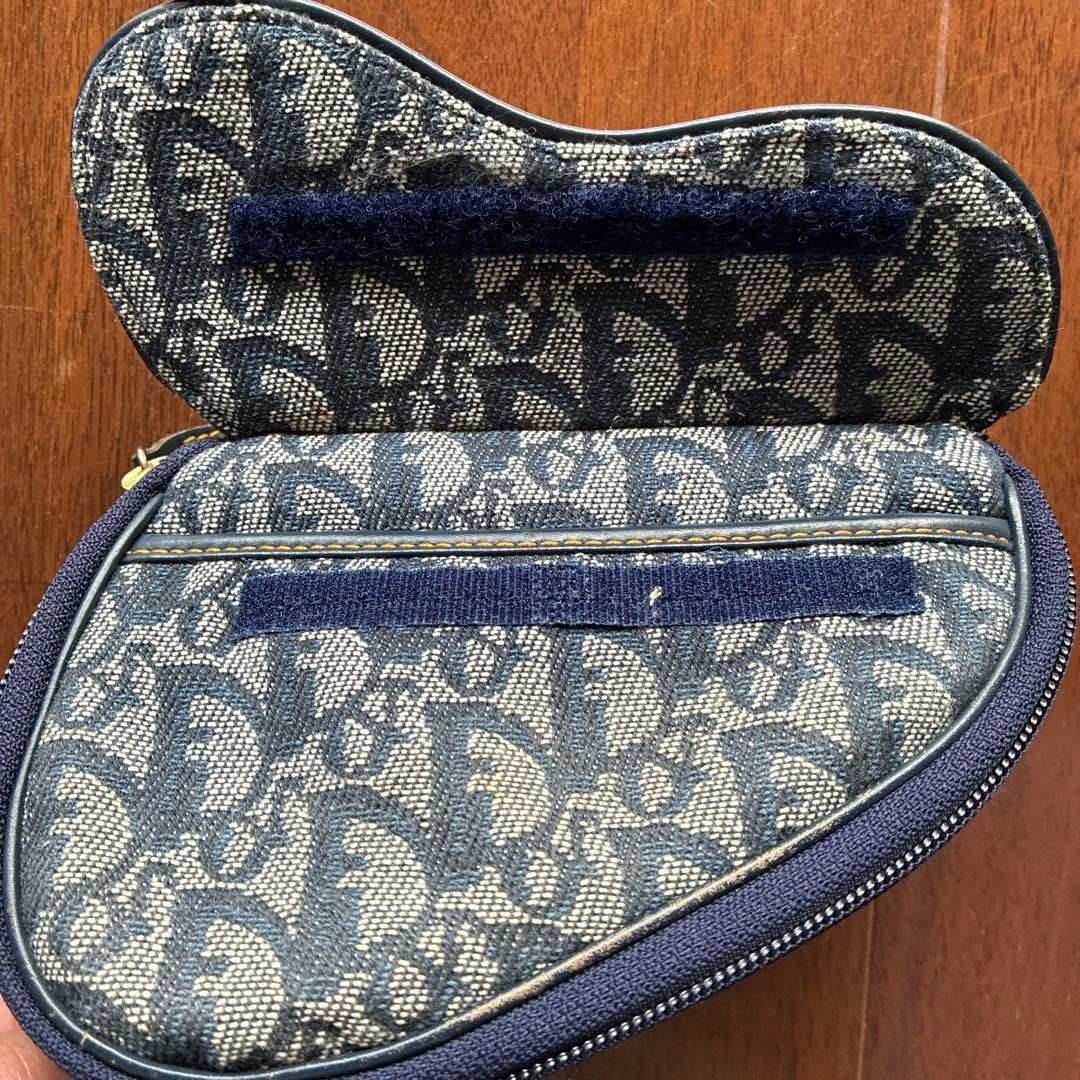 Christian Dior Saddle Pouch Jacquard Canvas Navy Blue Beige Trotter Authentic thumbnail 9