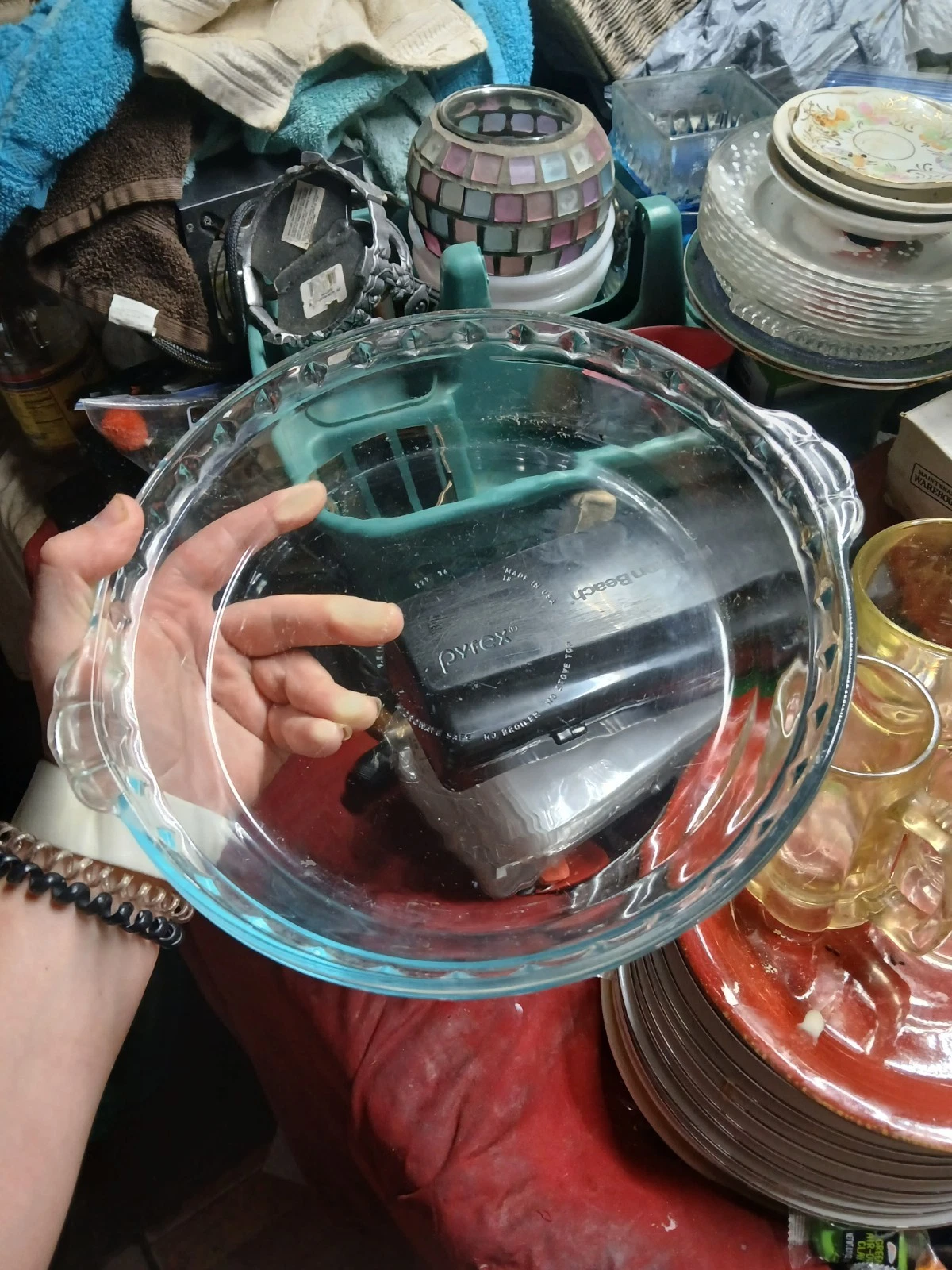 Vintage PYREX Clear Glass Fluted Pie Pan #229 Crimped Deep Dish Plate