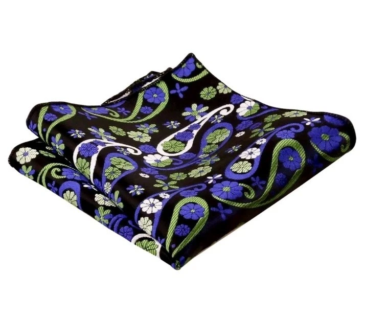 Pajarita floral negra y colorida para hombre con pañuelo a juego Foto 3 de 3