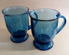 2 Vintage Anchor Hocking Cobalt Glass 16 0z. Coffee Mugs Tea Cups Vibrant 5"