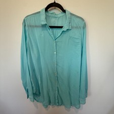 Turquoise Embroidered Flower Crinkle Cotton B...