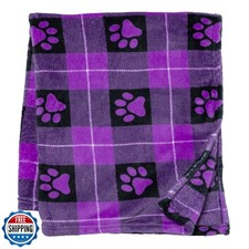 Pet Dog Cat Blanket Ultra Soft Cozy Fleece Paw Print Design Machi