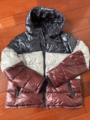 Tommy Hilfiger Puffer Jacket Men's XL Navy Silver Burgundy
