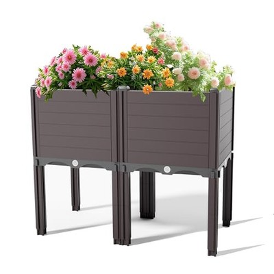 Raised Garden Bed with Legs, Outdoor Planter Boxes & Rectangular Planter, Brown