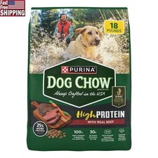 High Protein Dry Dog Food W/ Real Beef Muscle Support Crunchy Kibble 18lb New 1.69 per pound