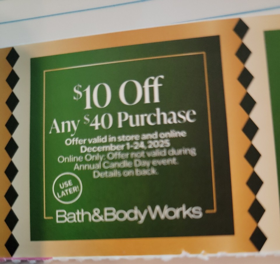 Bath and Body Works Coupons - Full Size Body Care, $10 Off $40, $8 Body Care | eBay