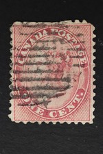 CANADA SCOTT #14 1859 1C QUEEN VICTORIA USED FAULTY CORNERS