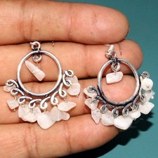 Rainbow Moonstone 925 Silver Plated Earrings 1.9