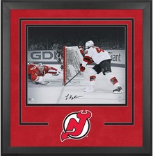Luke Hughes New Jersey Devils Framed Signed 16x20 First NHL Goal Spotlight Photo
