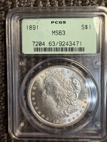 1891 $1 US Morgan Silver Dollar, PCGS MS63, Hard Grade, Free Shipping
